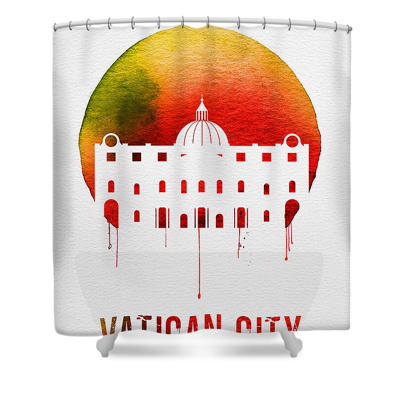 Vatican City Shower Curtain featuring the digital art Vatican City Landmark Red by Naxart Studio