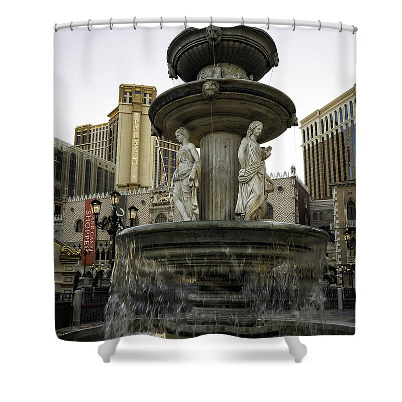 Vegas Shower Curtain featuring the photograph Venetian Fountain by Fran Gallogly