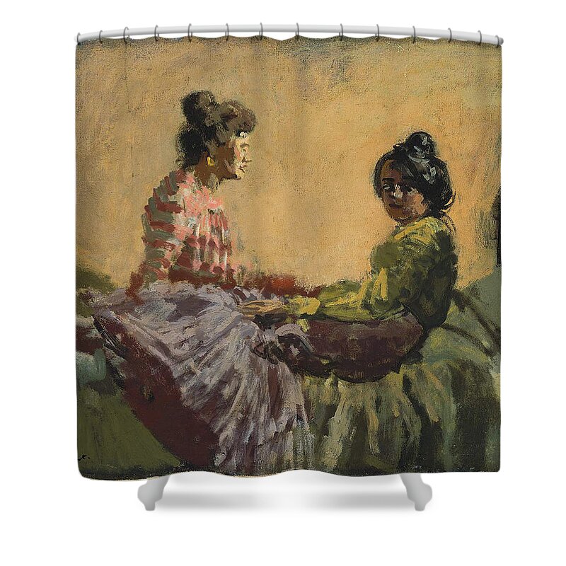 Venetian Women Shower Curtain featuring the painting Venetian Women by MotionAge Designs