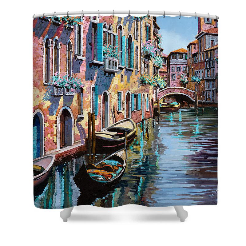Venice Shower Curtain featuring the painting Venezia Tutta Rosa by Guido Borelli