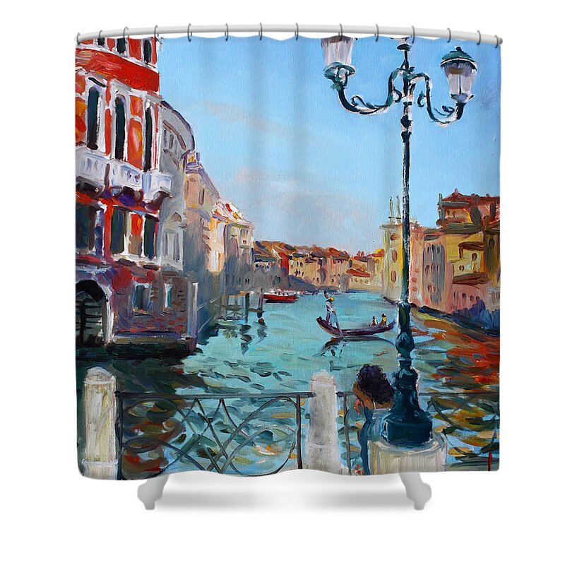 Italy Shower Curtain featuring the painting Venice Aspetando by Ylli Haruni