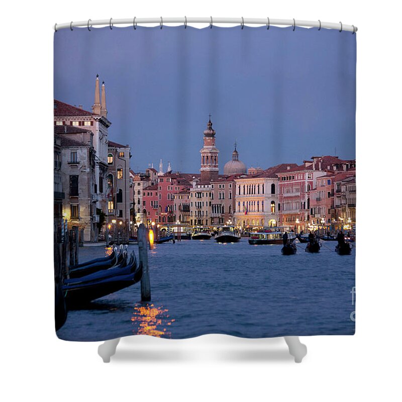 Venice Shower Curtain featuring the photograph Venice Blue Hour 2 by Heiko Koehrer-Wagner