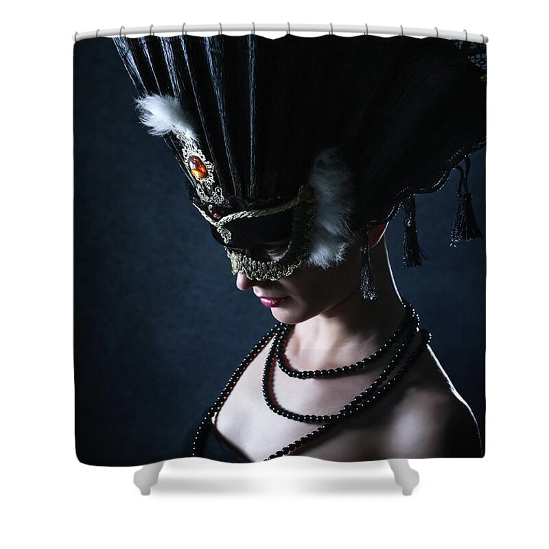 Fashion Shower Curtain featuring the photograph Venice Carnival Mask by Dimitar Hristov