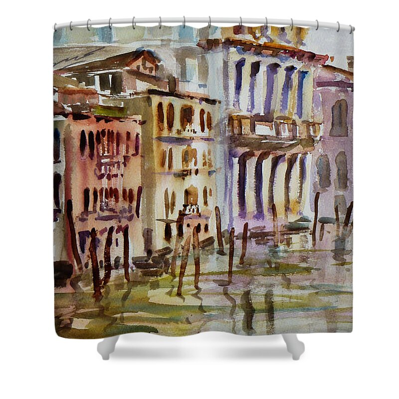 Watercolor Shower Curtain featuring the painting Venice Impression II by Xueling Zou