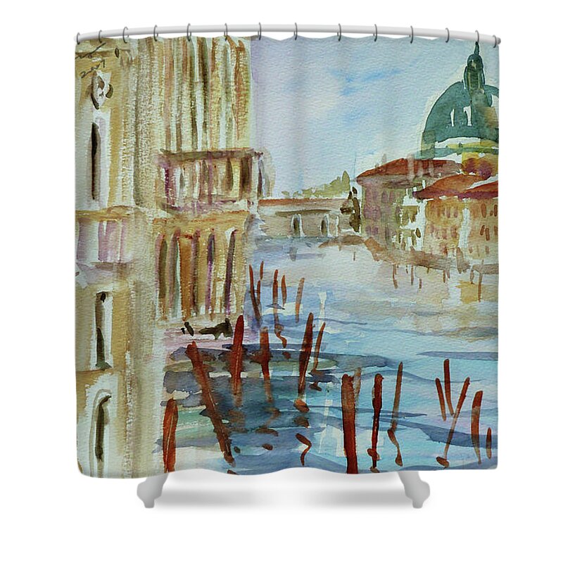Venice Shower Curtain featuring the painting Venice Impression III by Xueling Zou