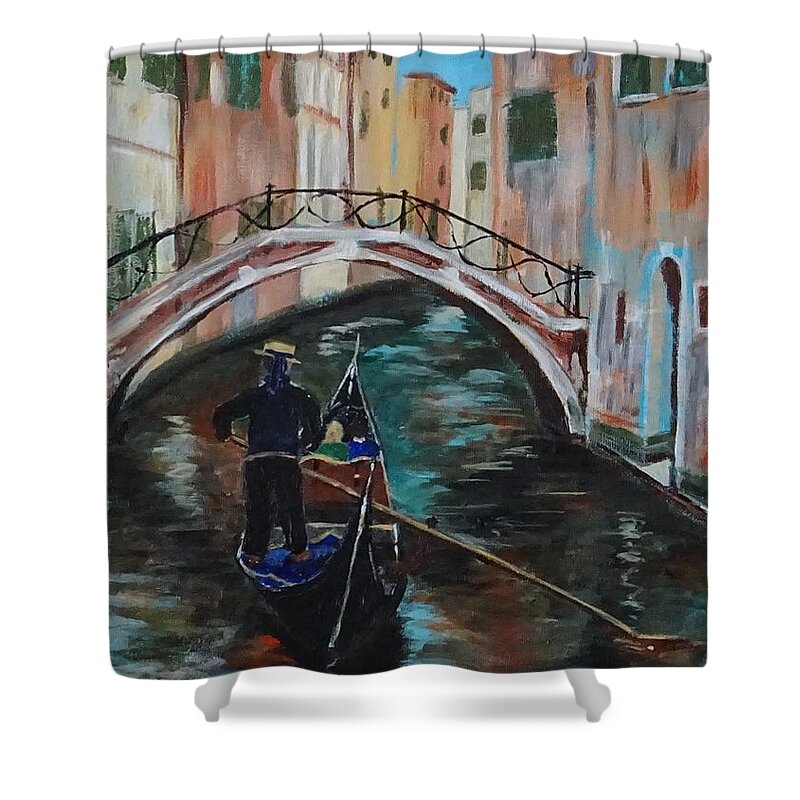 Diane Arlitt Shower Curtain featuring the painting Venice Morning by Diane Arlitt