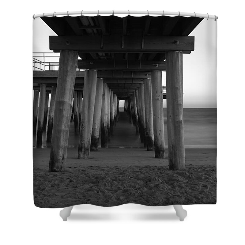 Pier Shower Curtain featuring the photograph Ventnor Pier b/w by Jennifer Ancker