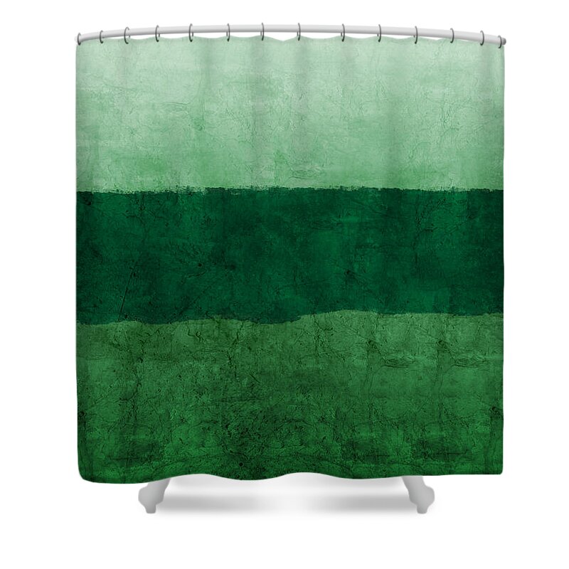 Green Shower Curtain featuring the painting Verde Landscape 1- Art by Linda Woods by Linda Woods