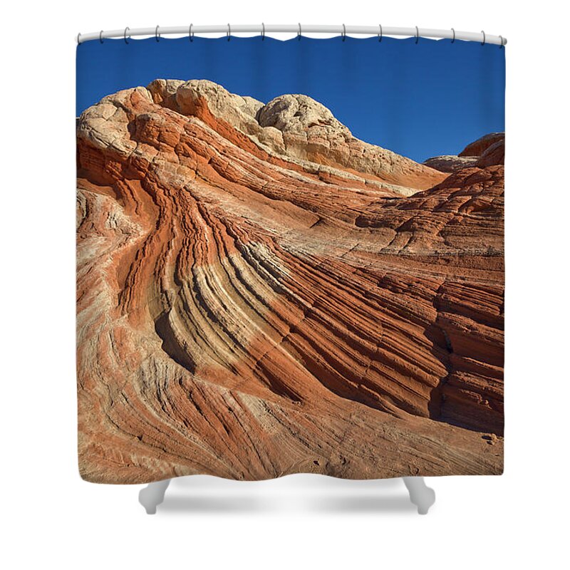 00559281 Shower Curtain featuring the photograph Vermillion Cliffs Sandstone by Yva Momatiuk John Eastcott