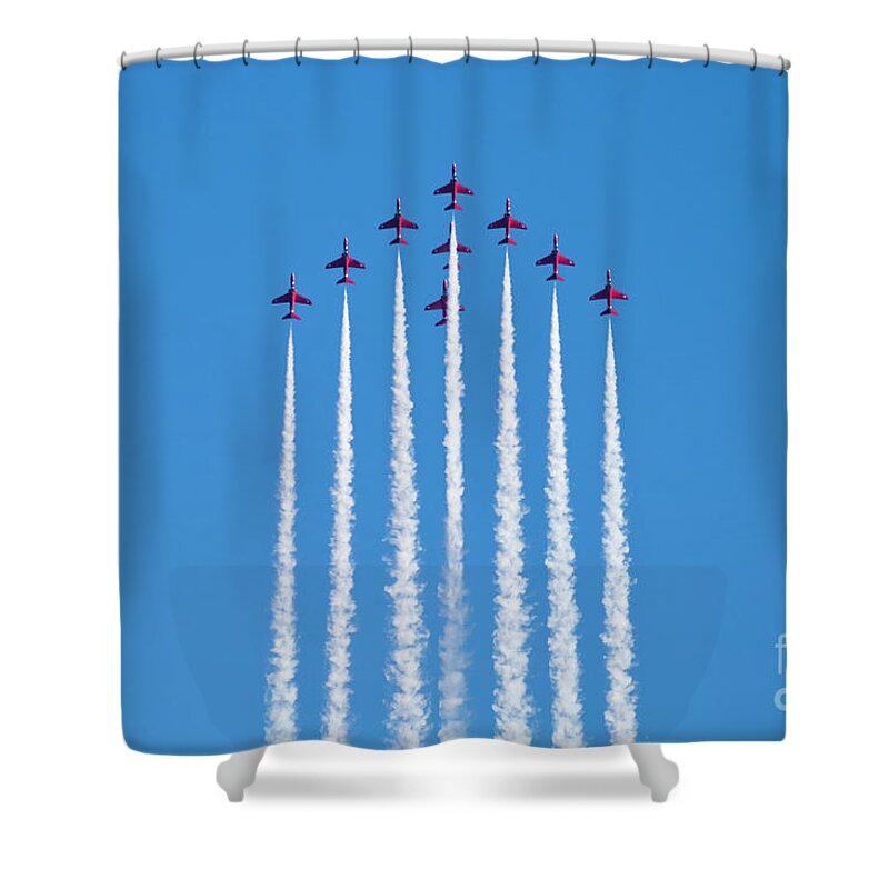 Red Arrows Shower Curtain featuring the photograph Vertical Arrows by Terri Waters