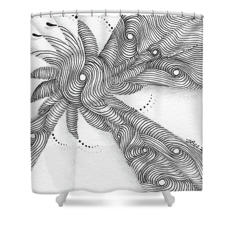 Zentangle Shower Curtain featuring the drawing Verve by Jan Steinle