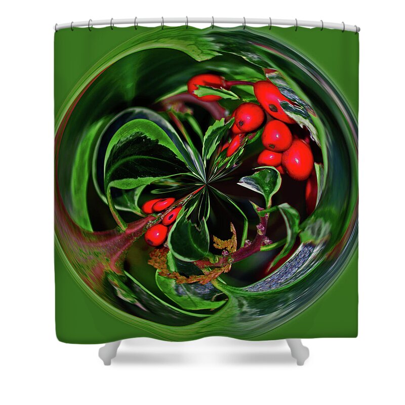 Berry Shower Curtain featuring the photograph Very Berry Jolly Holly Christmas Sphere by Tikvah's Hope