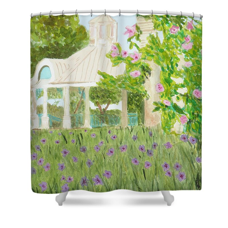 Park Shower Curtain featuring the painting Veteran's Park by Donna Walsh