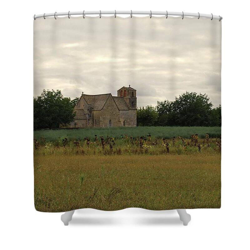 Church Shower Curtain featuring the photograph Vezac Church 1300 by Pierre Dijk
