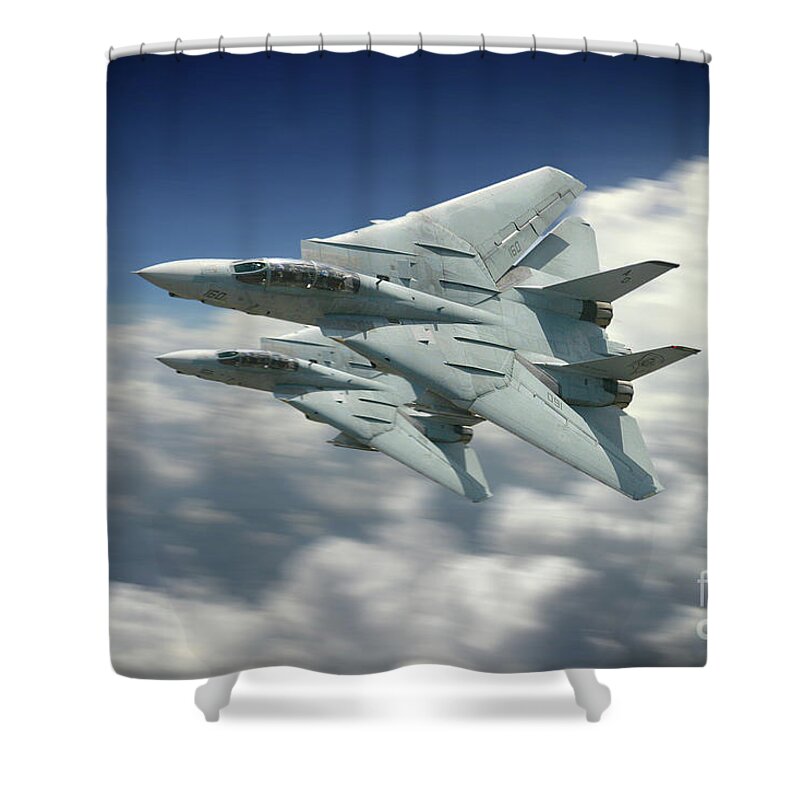 F-14 Tomcat Shower Curtain featuring the digital art VF-101 Grim reapers by Airpower Art