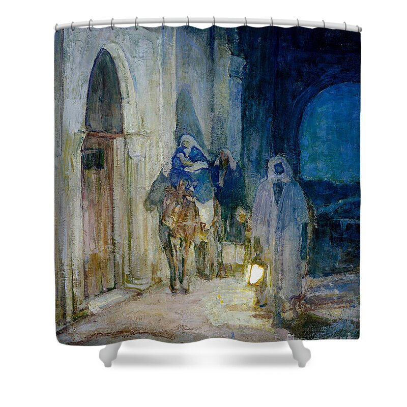 Flight Into Egypt Shower Curtain featuring the painting Flight Into Egypt by Henry Ossawa Tanner