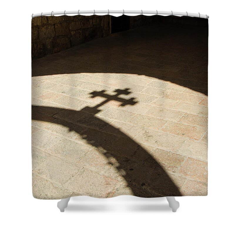 Christian Art Shower Curtain featuring the photograph Via Dolorosa 9th Station by Adriana Zoon