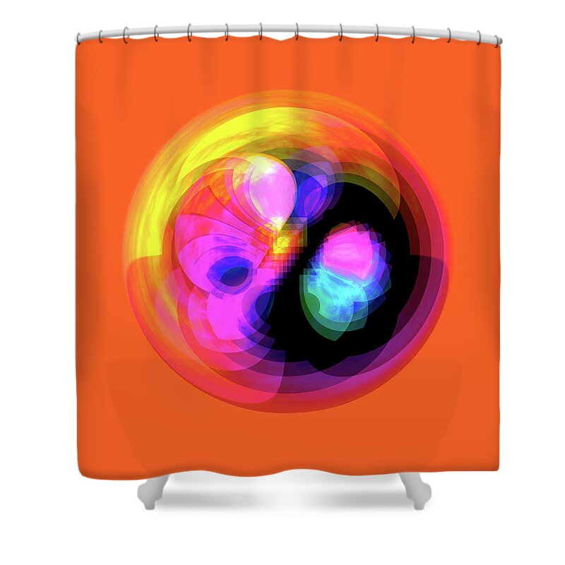 Circle Shower Curtain featuring the digital art Vibrant Circle on Orange by Judi Suni Hall