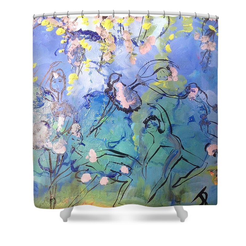 Vibration Shower Curtain featuring the painting Vibrational dance  by Judith Desrosiers