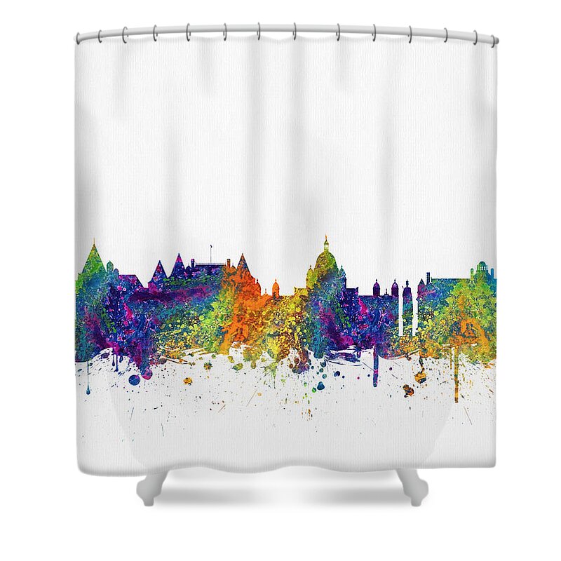 Victoria Shower Curtain featuring the digital art Victoria British Columbia skyline Color03 by Aged Pixel