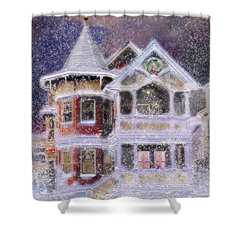 House Shower Curtain featuring the digital art Victorian Christmas by Steve Karol