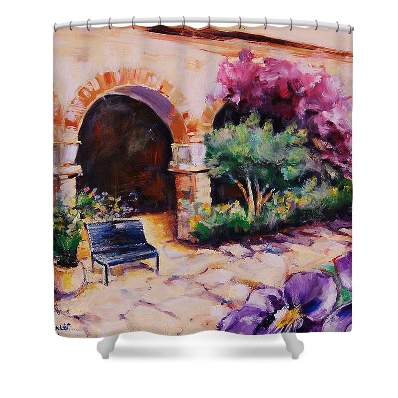 Wild Violets Shower Curtain featuring the painting Victorias Violets by Jean Cormier