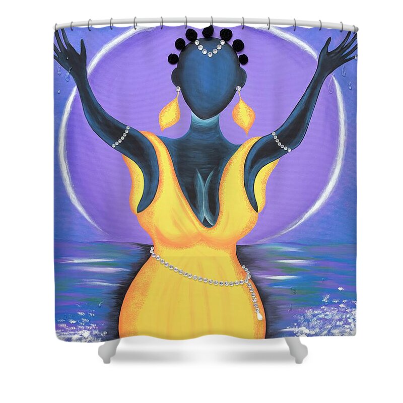 Sabree Shower Curtain featuring the painting Victorious by Patricia Sabreee