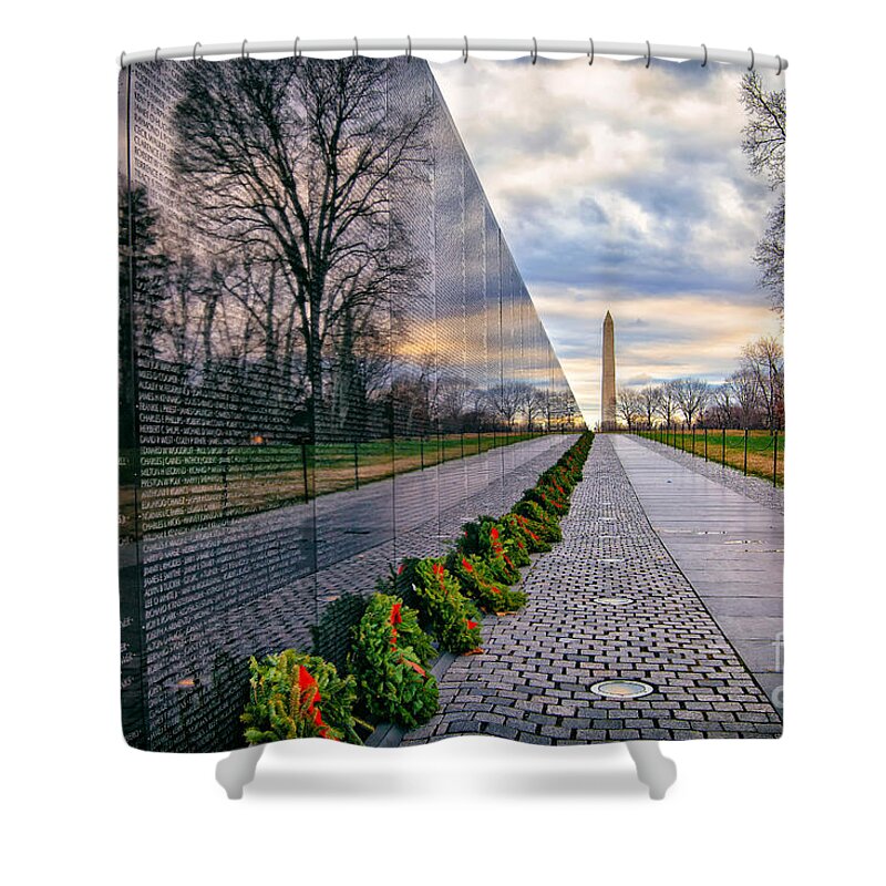 Washngton Shower Curtain featuring the photograph Vietnam War Memorial, Washington, DC, USA by Sam Antonio