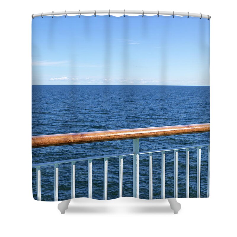Sea Shower Curtain featuring the photograph View at the sea from passenger ship by GoodMood Art