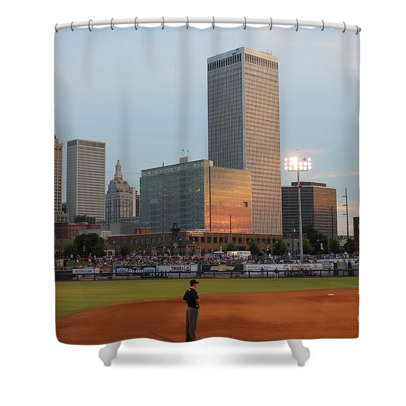 Tulsa Shower Curtain featuring the photograph View from 3rd Base 2 by Sheri Simmons