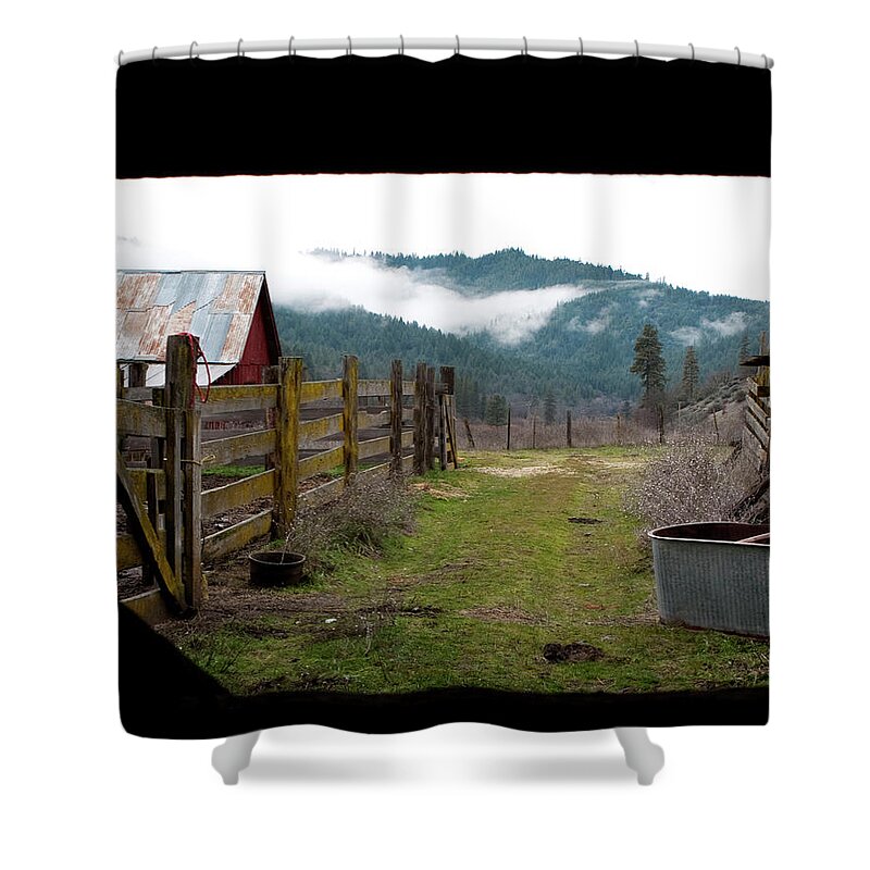 Hayfork Shower Curtain featuring the photograph View From a Barn by Lorraine Devon Wilke