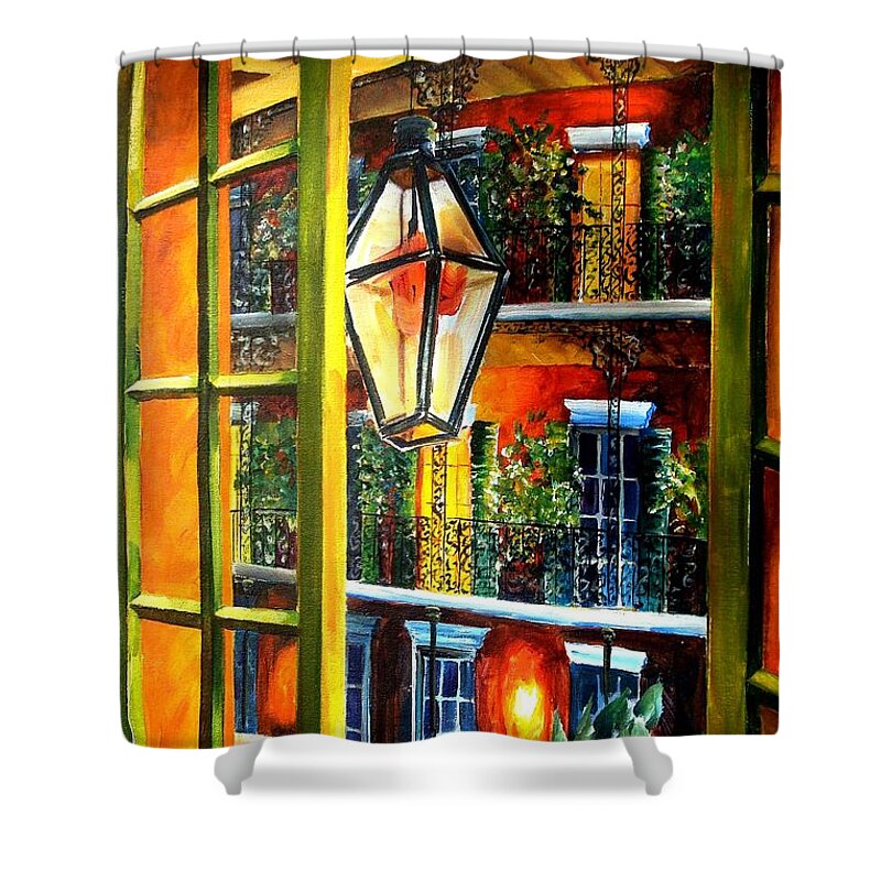 New Orleans Shower Curtain featuring the painting View from a French Quarter Balcony by Diane Millsap