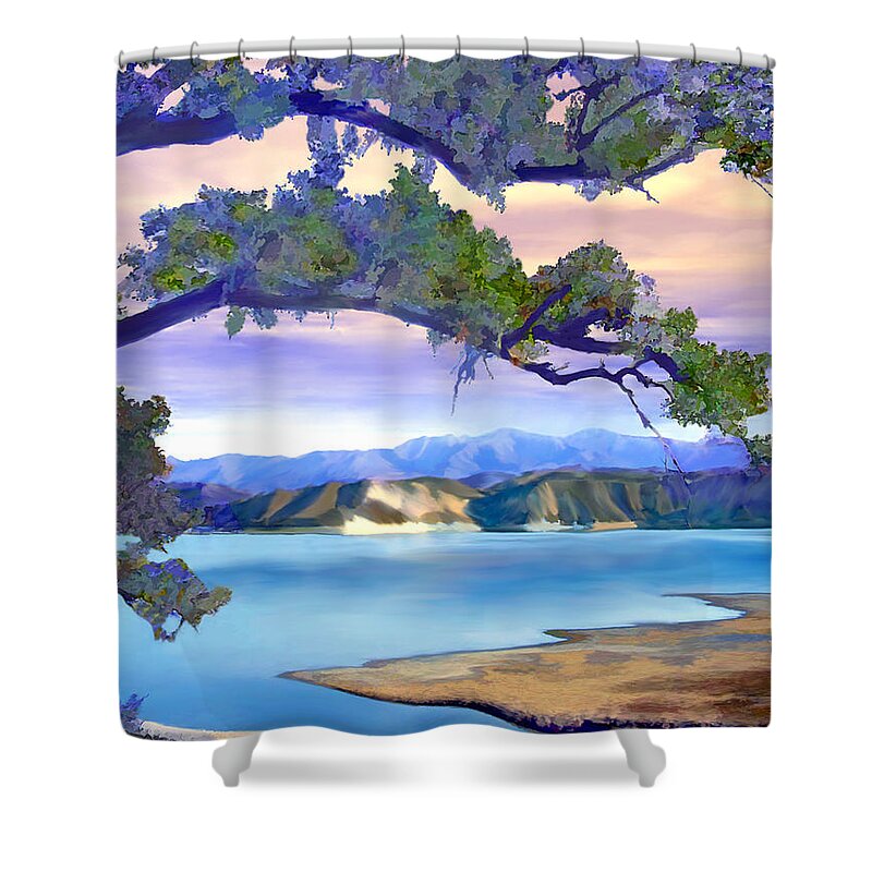 Landscape Shower Curtain featuring the photograph View from Mohawk Lake Cachuma by Kurt Van Wagner