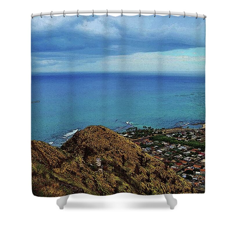 Puu O Hulu Shower Curtain featuring the photograph View From Pillbox by Craig Wood