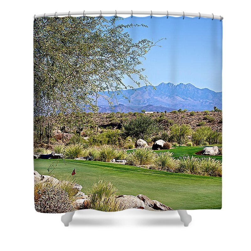 Golf Shower Curtain featuring the photograph View from Sunridge Canyon Golf by Barbara Zahno