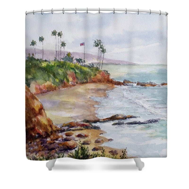 Landscape Shower Curtain featuring the painting View From The Cliff by William Reed