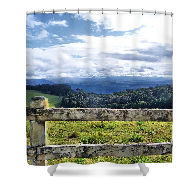 Views Shower Curtain featuring the photograph View From The Fence by Michael Blaine