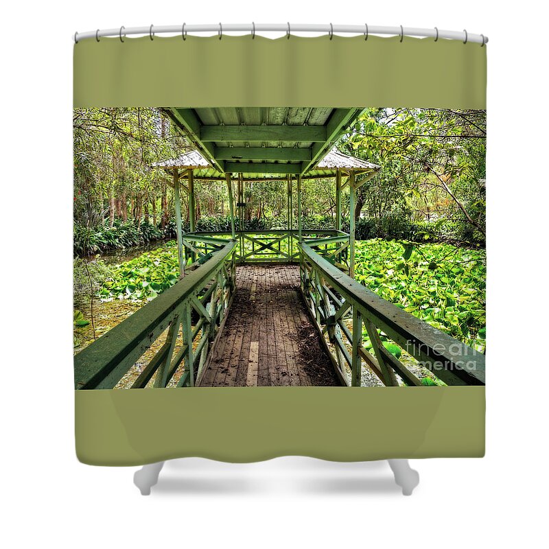 Lily Pads Shower Curtain featuring the photograph View of Lily Pads from Gazebo by Kaye Menner by Kaye Menner