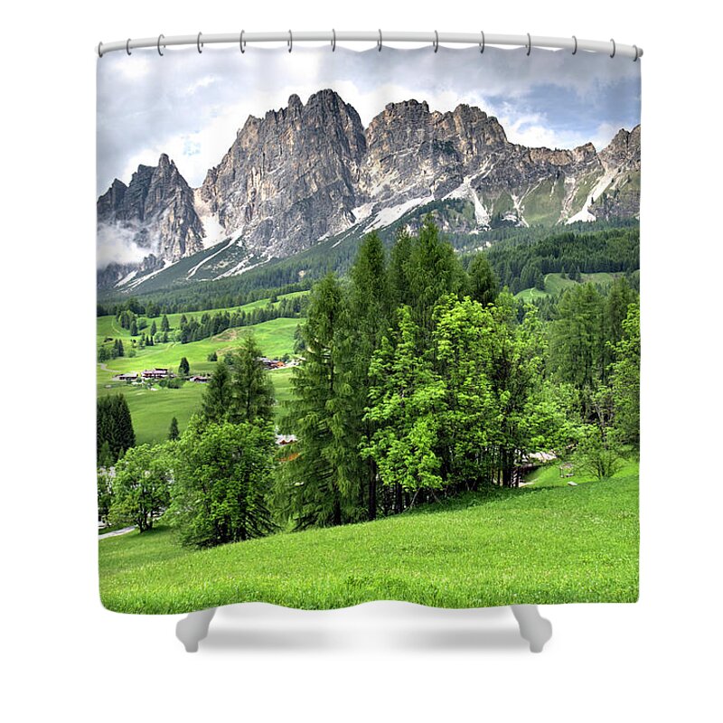Italy Shower Curtain featuring the photograph View of the Dolomites by Alan Toepfer