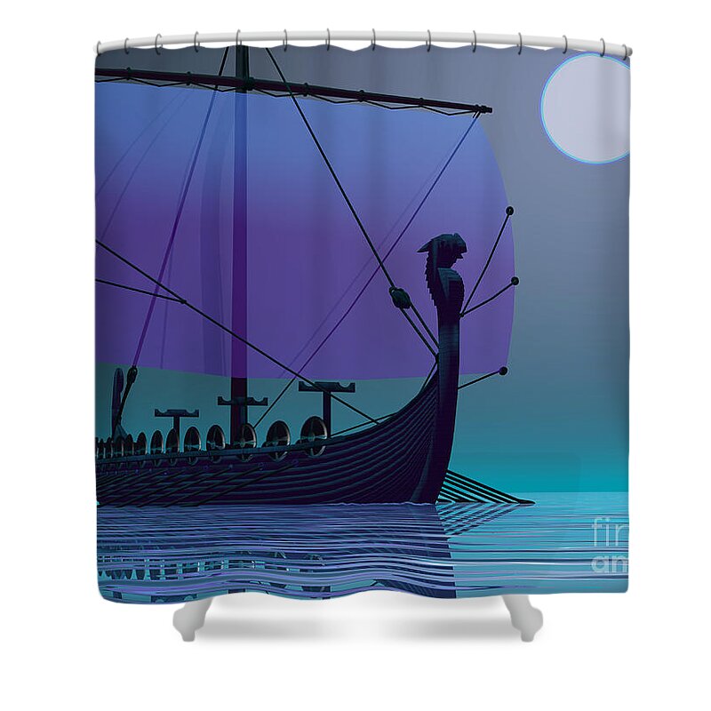 Ancient Shower Curtain featuring the painting Viking Journey by Corey Ford