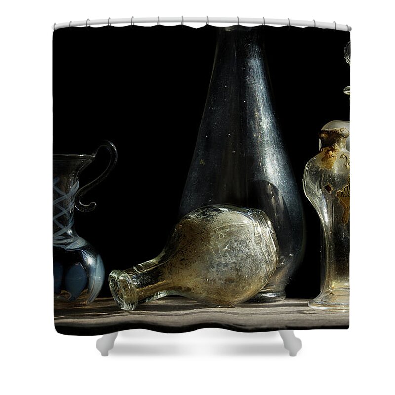 Bottle Shower Curtain featuring the photograph Vintage Bottles by Mike Eingle