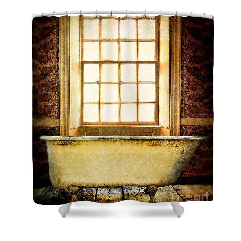 Tub Shower Curtain featuring the photograph Vintage Clawfoot Bathtub by Window by Jill Battaglia