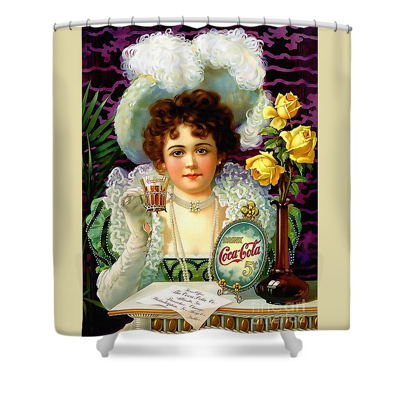 Coca - Cola Shower Curtain featuring the painting Vintage Coca - Cola - Ad by Ian Gledhill