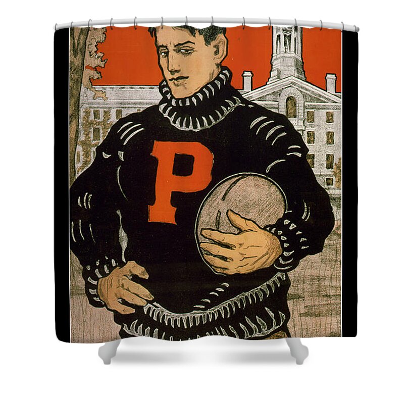Princeton Shower Curtain featuring the painting Vintage College Football Princeton by Edward Fielding