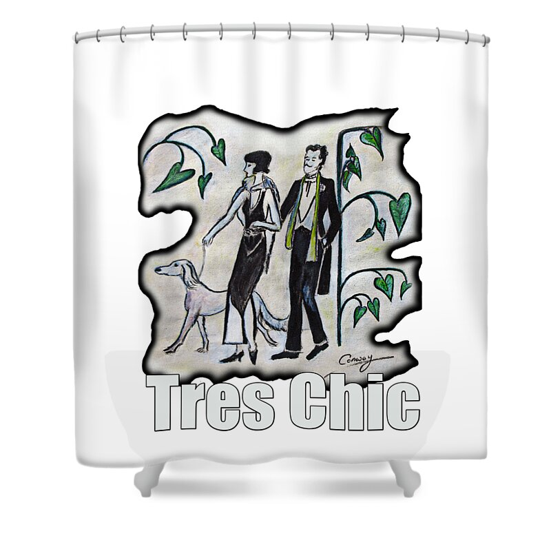 Fashion Shower Curtain featuring the painting Vintage fashion Tres Chic by Tom Conway