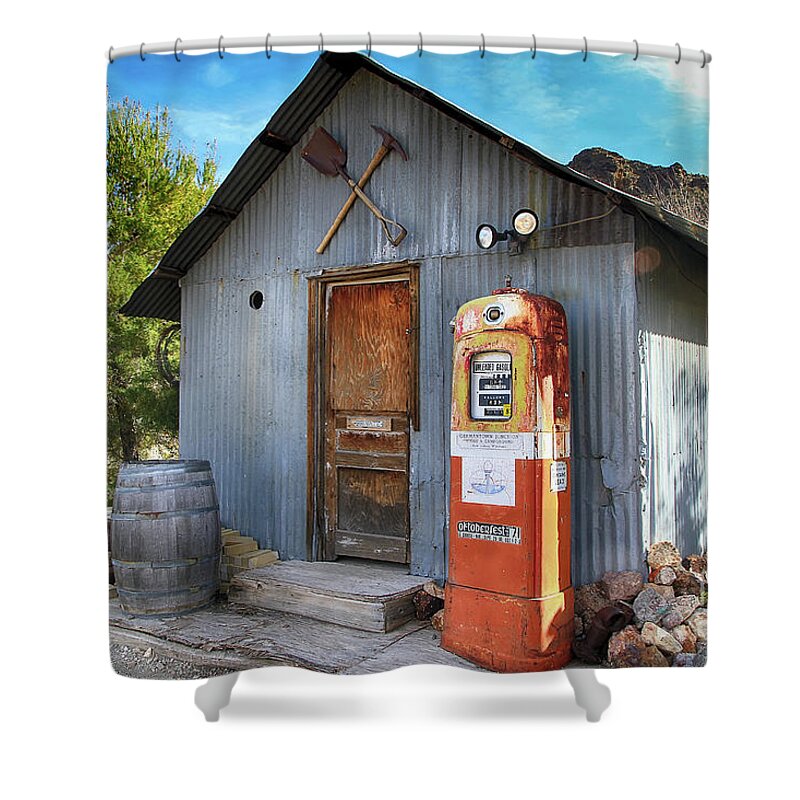 Gas Pump Shower Curtain featuring the photograph Vintage Gas Pump by Teresa Zieba