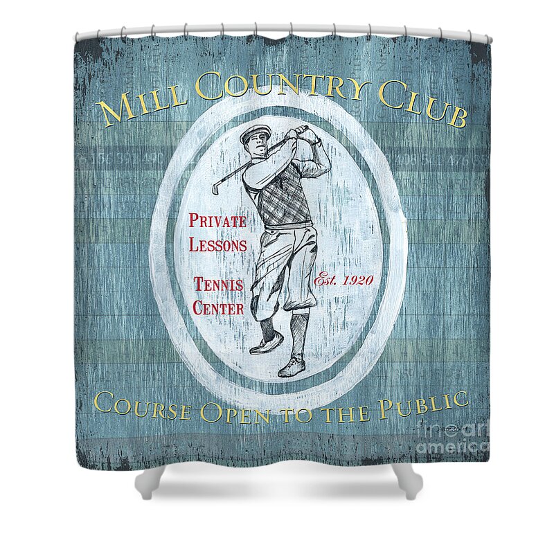 Golf Shower Curtain featuring the painting Vintage Golf Blue 2 by Debbie DeWitt