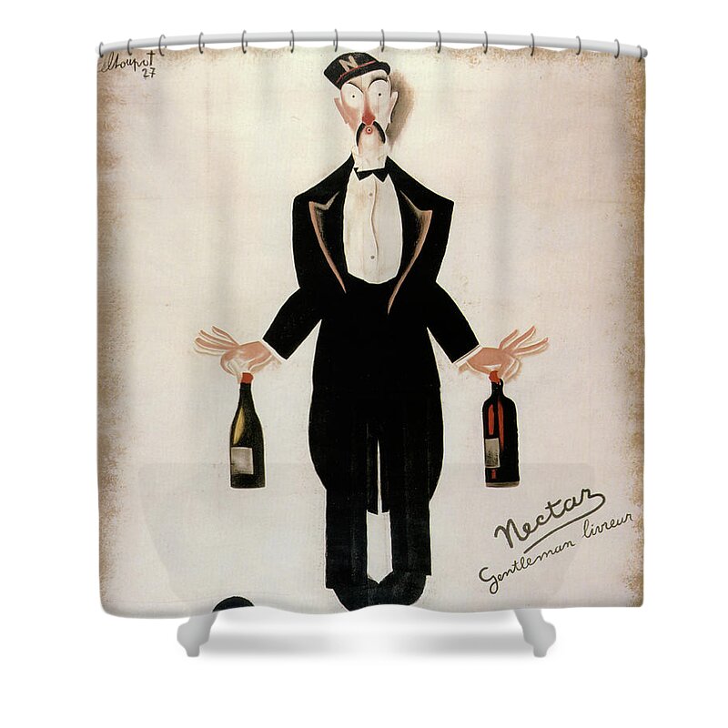 Vintage Poster Shower Curtain featuring the painting Vintage Liquor Poster by Mindy Sommers