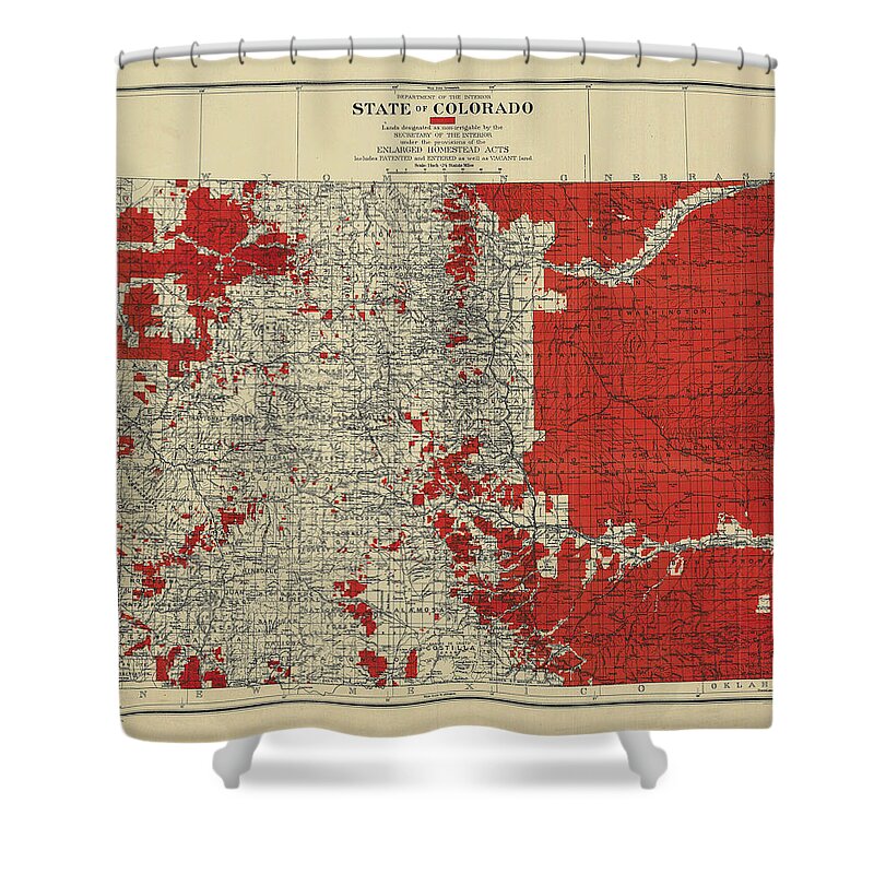 Colorado Shower Curtain featuring the drawing Vintage Map of Colorado by Vintage Pix