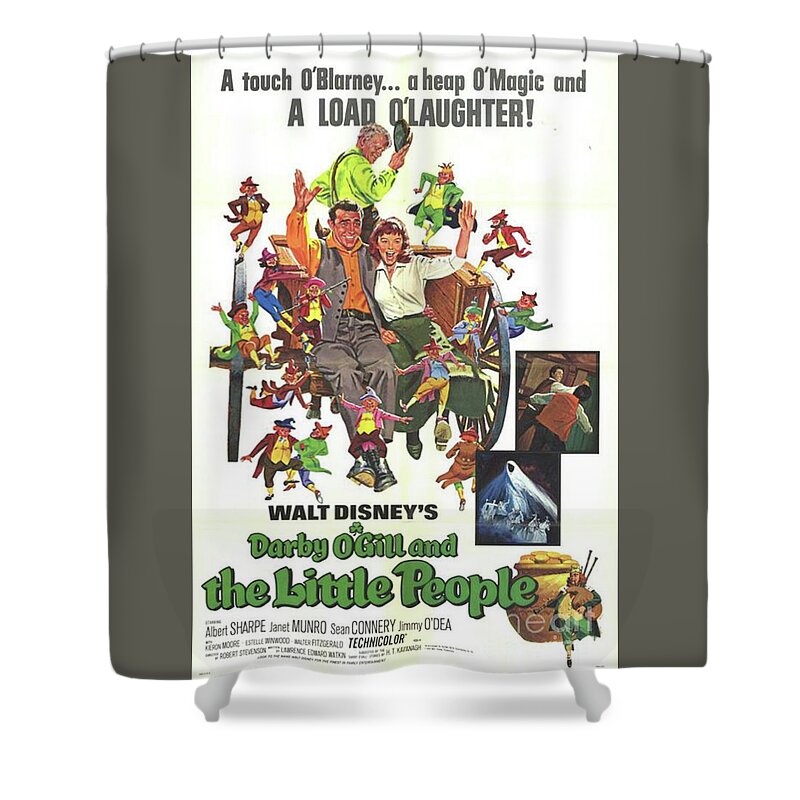 Darby Shower Curtain featuring the painting Vintage Movie Posters, Darby O'Gill and the Little people by Esoterica Art Agency